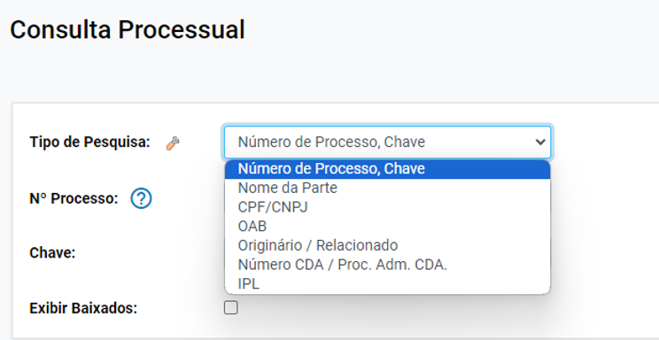 Formulário de Consulta Processual